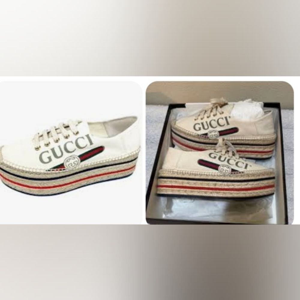 Gucci Women's Cream Platform Espadrilles
